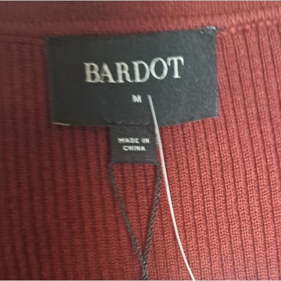 Bardot collar bodysuit burgundy sweater sz M nwt - Picture 4 of 7